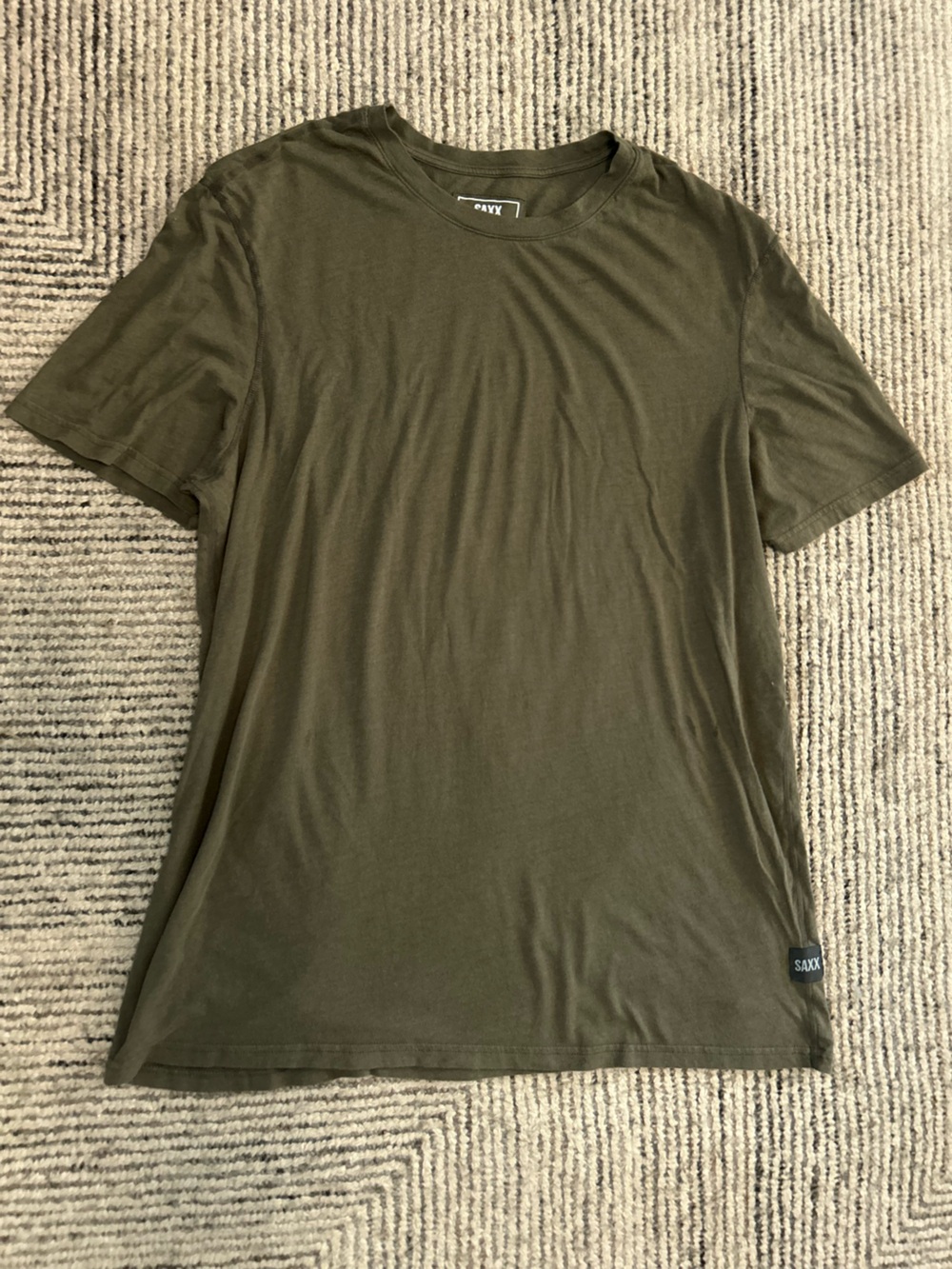 SAXX Men's Olive Green Crew Neck T-Shirt Size XL Minimalist